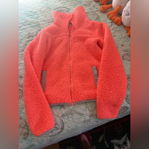 SO Vibrant Coral Sherpa Jacket Zip Up - Picture 2 of 5